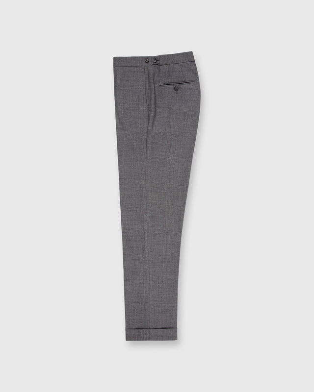 Pleated Dress Trouser in Mid-Grey High-Twist