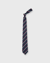 Silk Woven Tie In Red Sky Green Bar Stripe