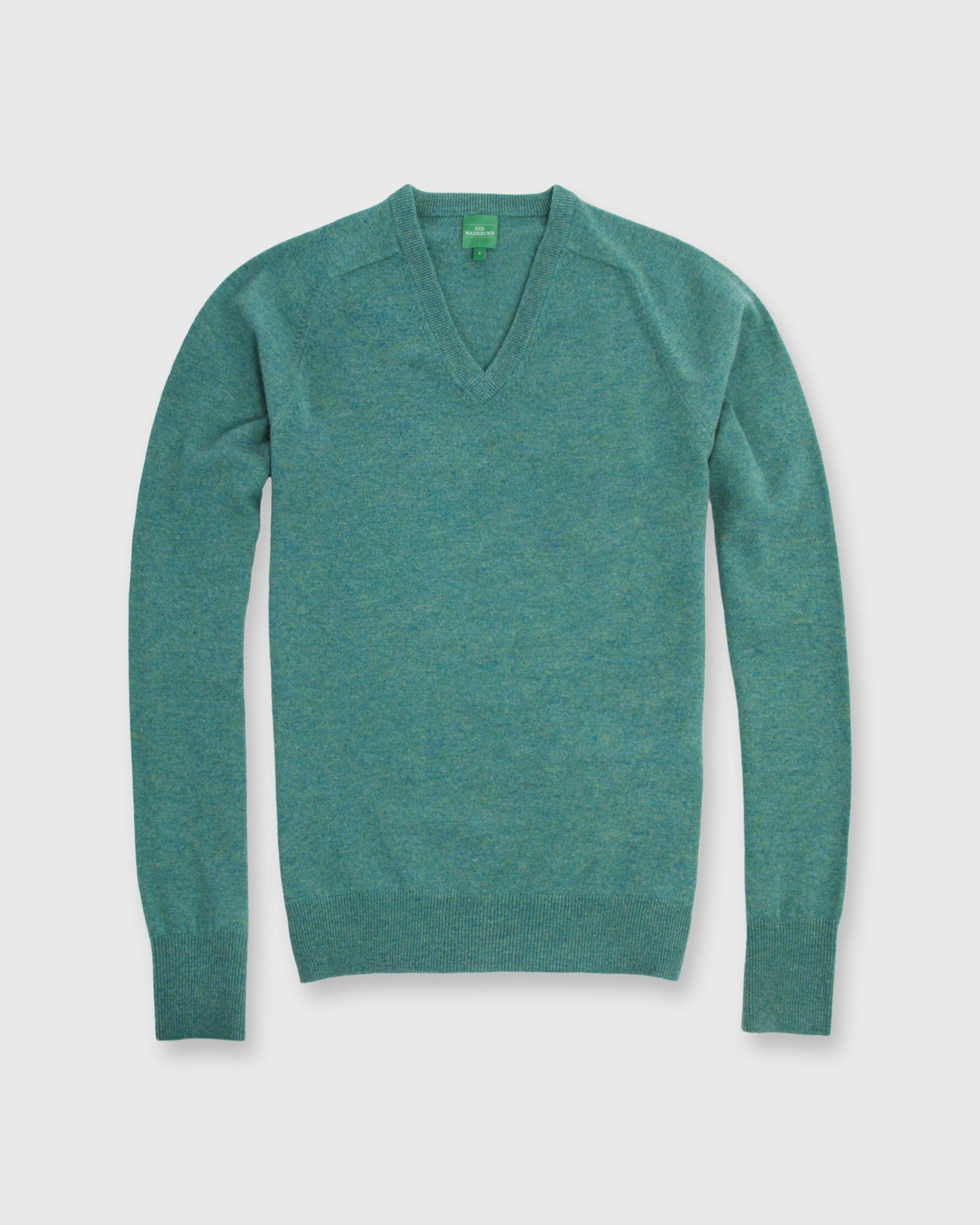 Classic V Neck Sweater In Lovat Green Cashmere