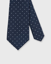 Irish Poplin Tie in Navy/White Dot