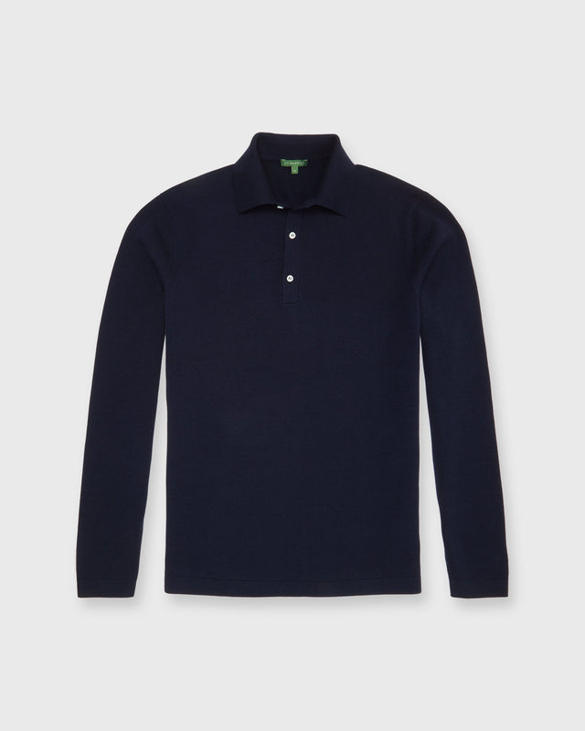 Long Sleeved Rally Polo Sweater In Cotton