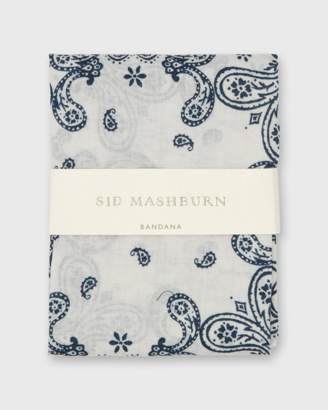 Bandana In White Blue Paisley