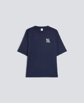 T-SHIRT "NOT THIS YEAR" IN JERSEY DI COTONE - NAVY+SCRITTA BIANCA