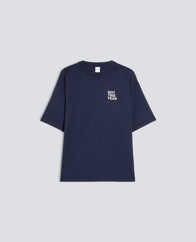 T-SHIRT "NOT THIS YEAR" IN JERSEY DI COTONE - NAVY+SCRITTA BIANCA