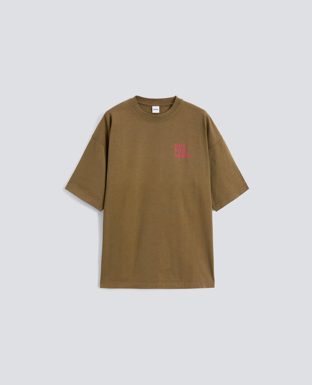 T-SHIRT "NOT THIS YEAR" IN JERSEY DI COTONE - MILITAR+SCRITTA ROSS
