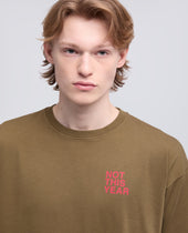 T Shirt Not This Year In Jersey Di Cotone Militar Scritta Ross