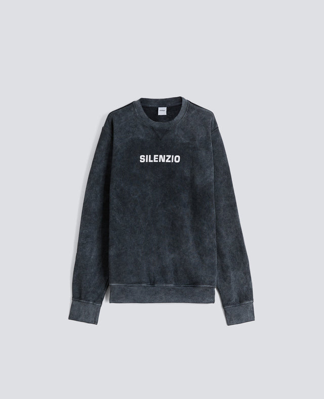 FELPA GARZATA "SILENZIO" SHADY EFFECT IN COTONE - NERO SHADY