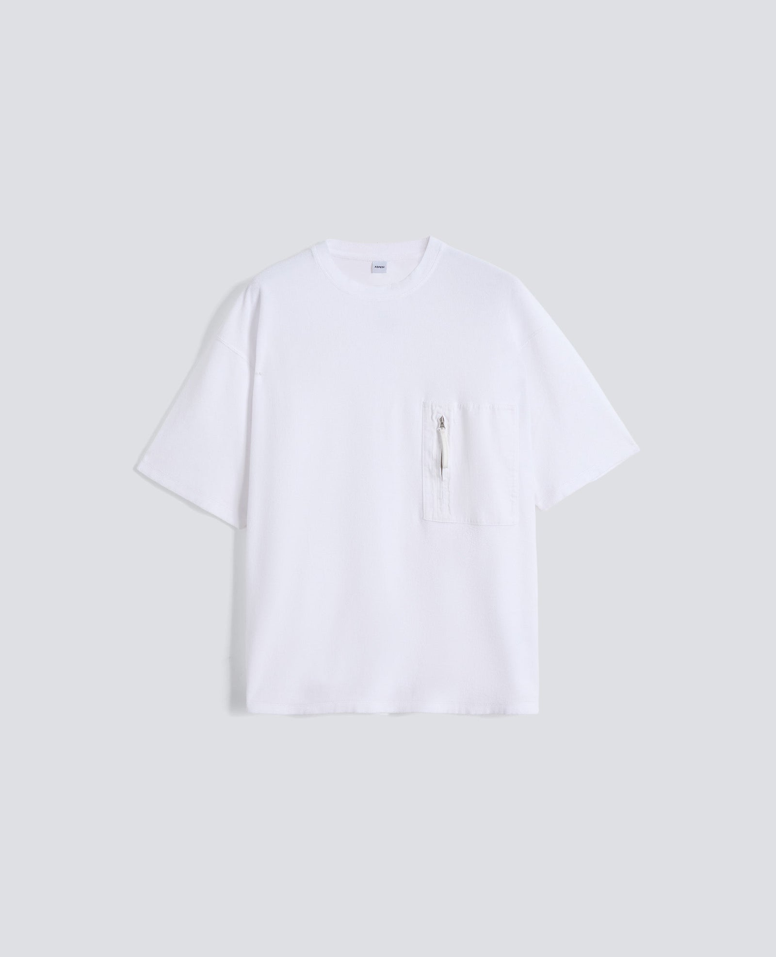 T Shirt In Spugna Di Cotone Con Taschino Bianco
