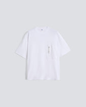T-SHIRT IN SPUGNA DI COTONE CON TASCHINO - BIANCO