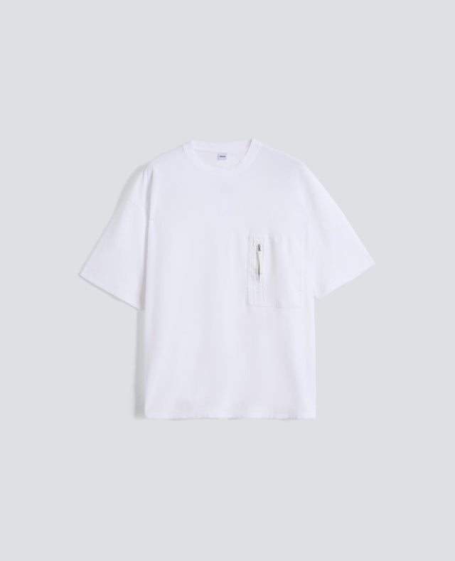 T-SHIRT IN SPUGNA DI COTONE CON TASCHINO - BIANCO