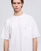 T Shirt In Spugna Di Cotone Con Taschino Bianco