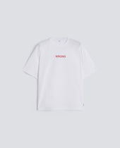 T-SHIRT IN JERSEY DI COTONE CON STAMPA "WRONG" - BIANCO
