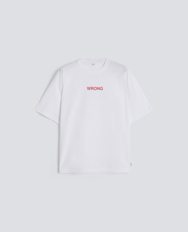 T-SHIRT IN JERSEY DI COTONE CON STAMPA "WRONG" - BIANCO