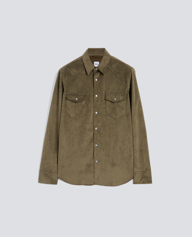 CAMICIA WEST IN ALCANTARA® TECNICA - OLIVA
