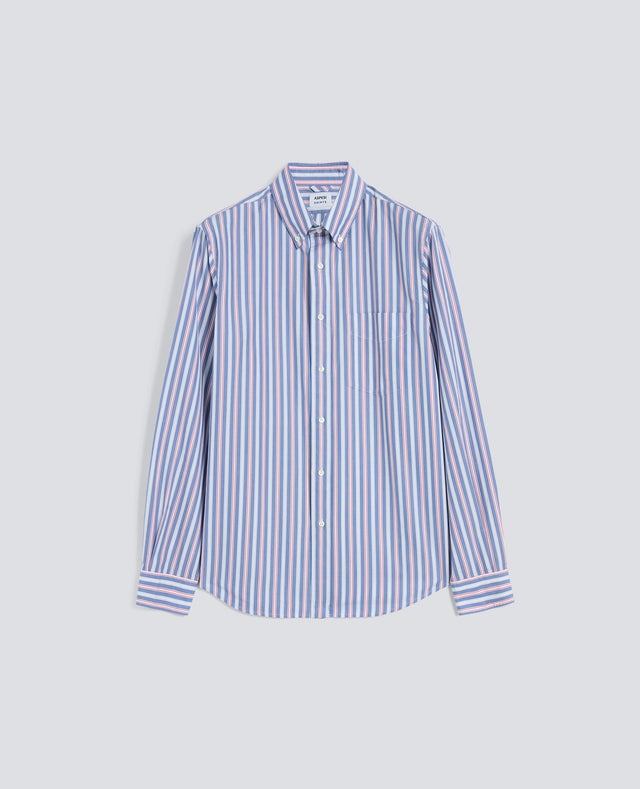 CAMICIA IN POPELINE DI COTONE OXFORD CON COLLO BUTTON DOWN - RIGA BLU