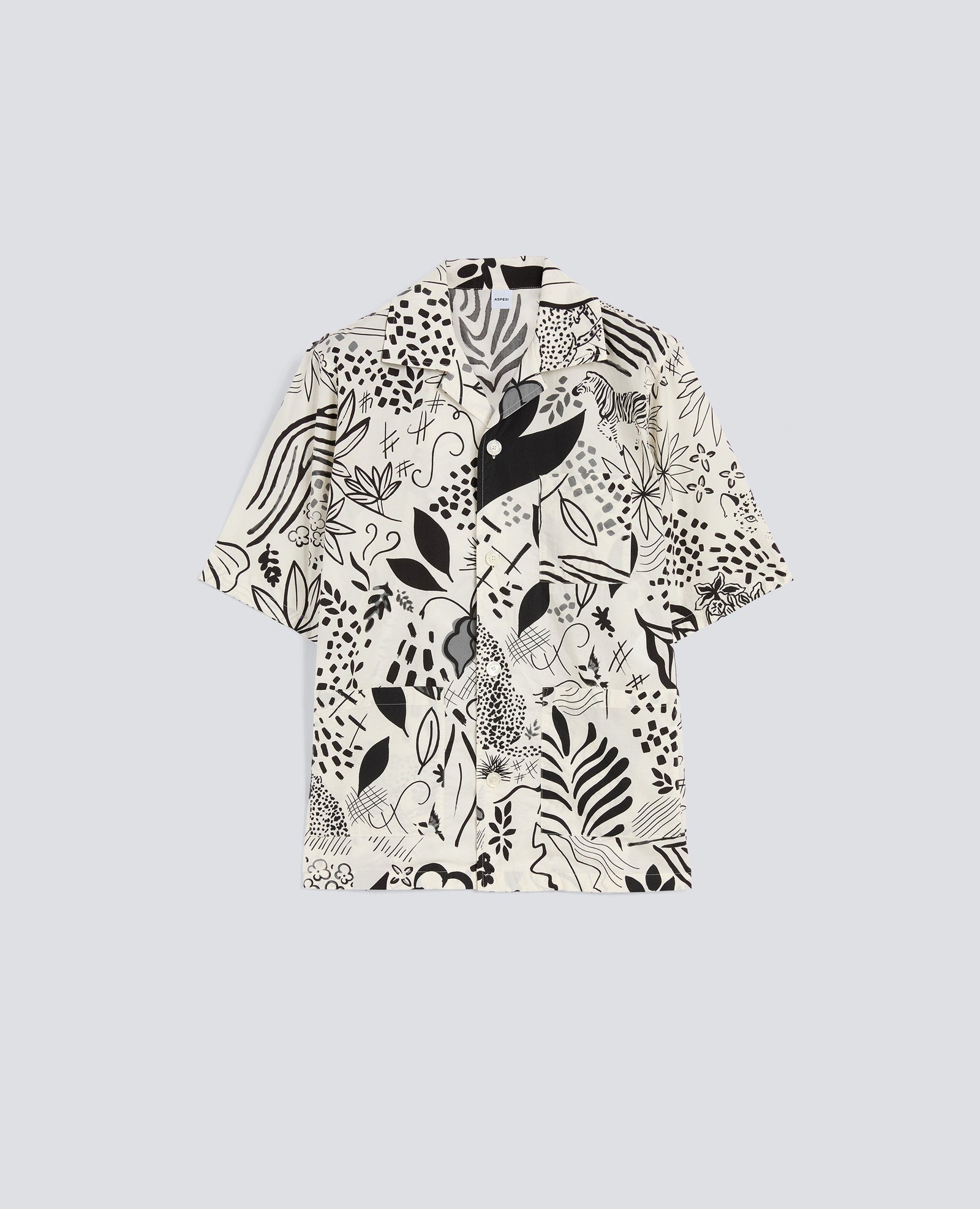 Camicia A Maniche Corte In Popeline Di Cotone Stampa