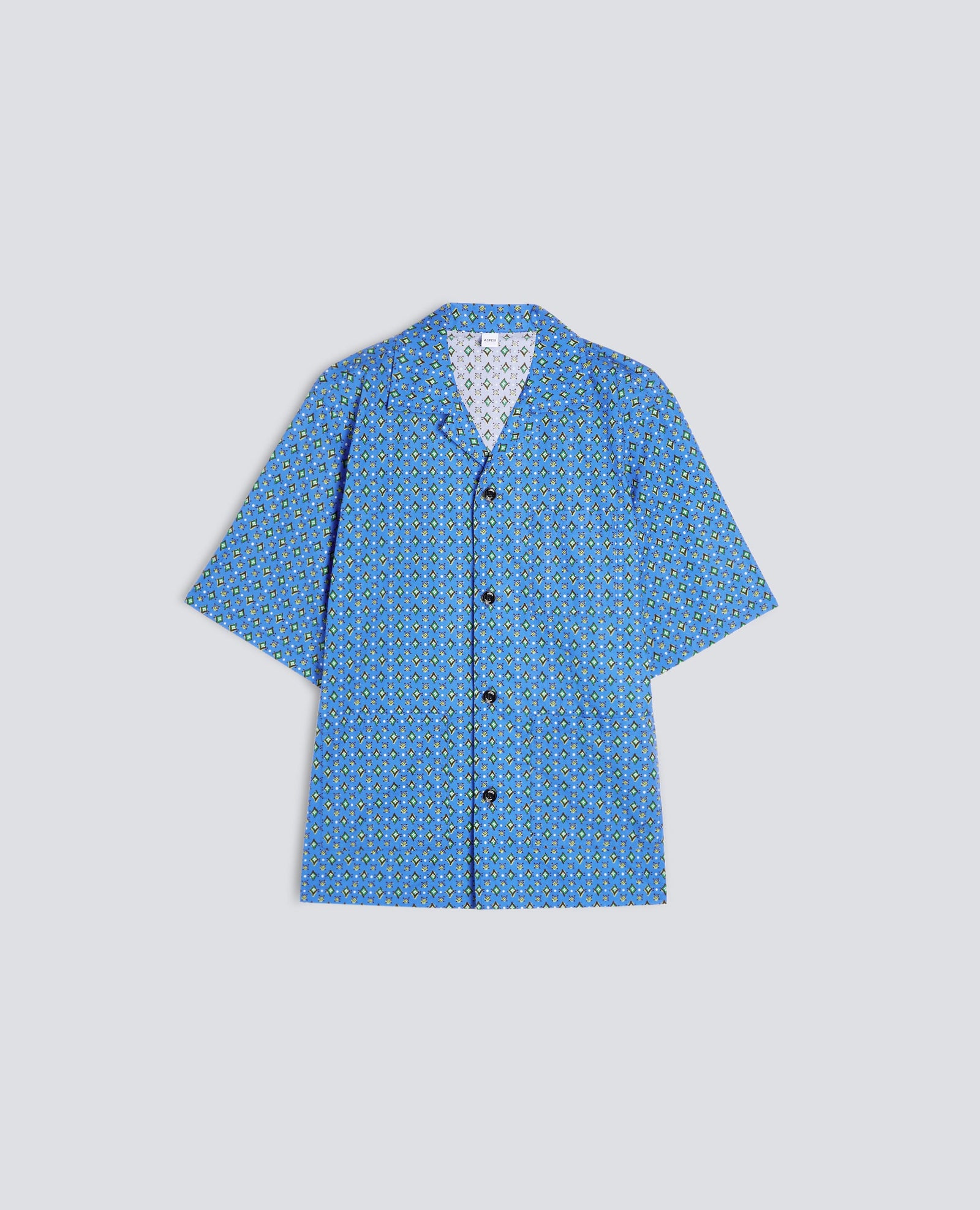 Camicia A Maniche Corte In Popeline Di Cotone Bluette