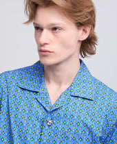 Camicia A Maniche Corte In Popeline Di Cotone Bluette