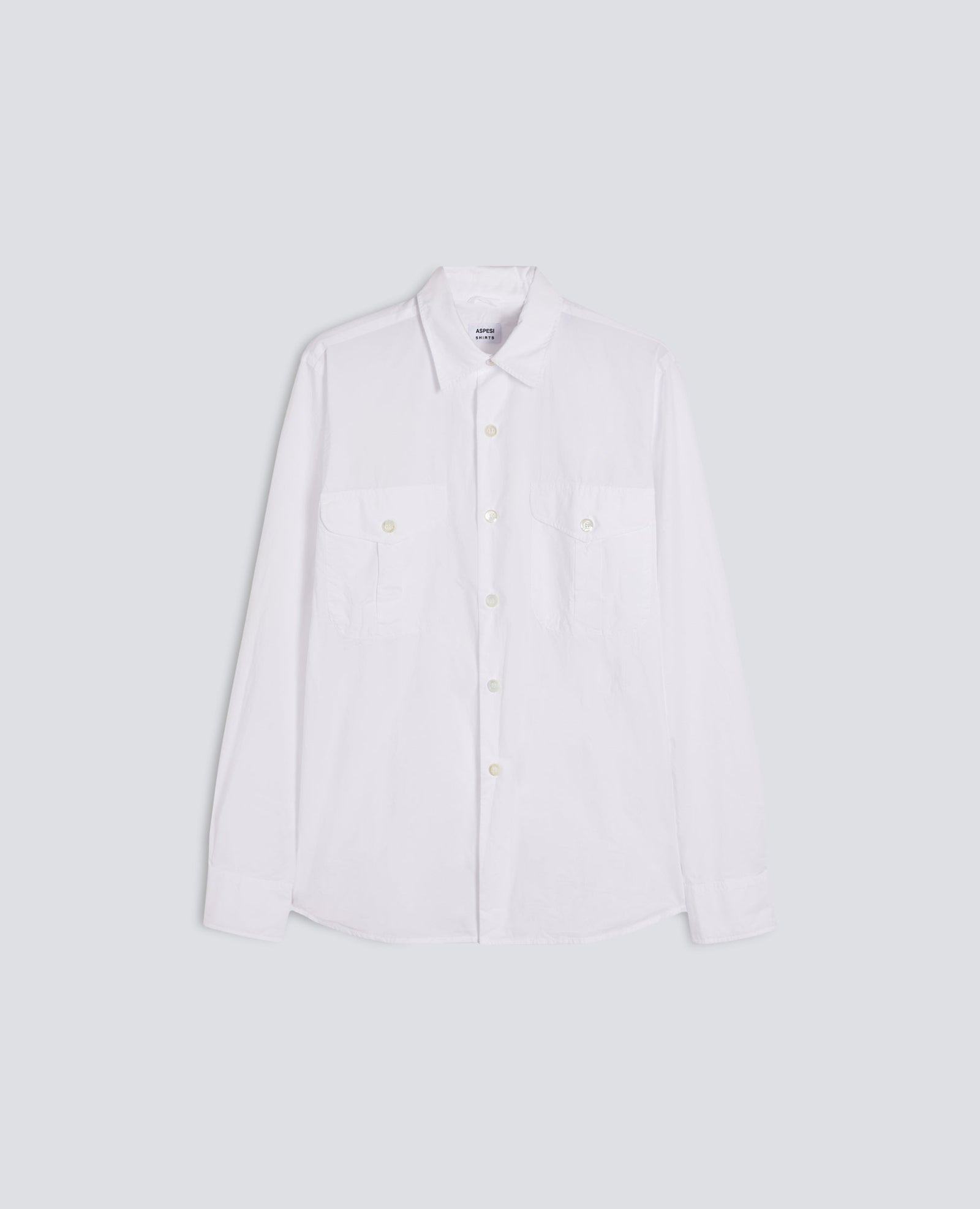 Camicia In Popeline Di Cotone Tinto Capo Bianco