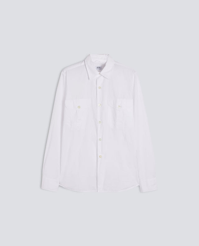 CAMICIA IN POPELINE DI COTONE TINTO CAPO - BIANCO