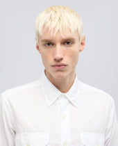 Camicia In Popeline Di Cotone Tinto Capo Bianco