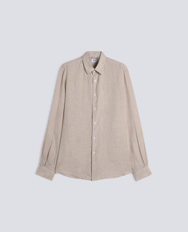 CAMICIA COMMA IN LINO DELAVE - BEIGE