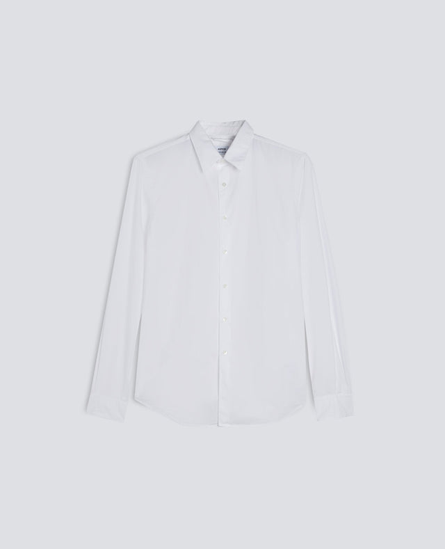 CAMICIA IN POPELINE DI COTONE LEGGERO - BIANCO