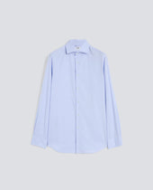 CAMICIA IN PIN POINT DI COTONE CON COLLO FRANCESE - AZZURRO