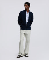 Camicia In Pin Point Di Cotone Con Collo Francese Azzurro