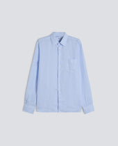 CAMICIA IN LINO LEGGERO CON TASCHINO - AZZURRO