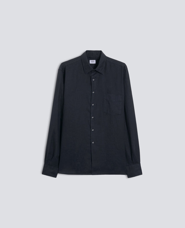 CAMICIA IN LINO LEGGERO CON TASCHINO - NAVY