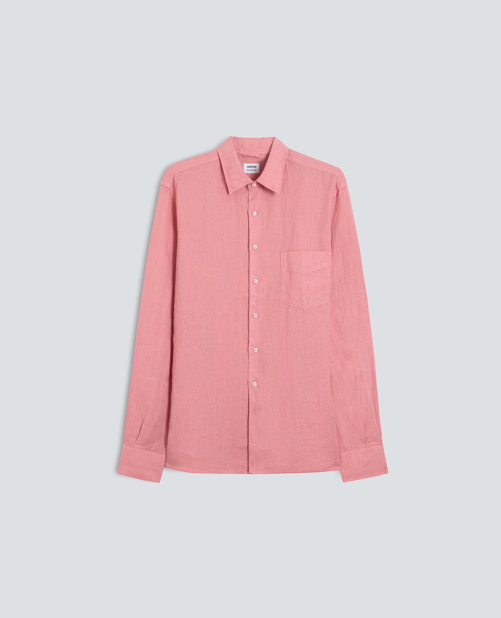 Camicia In Lino Leggero Con Taschino Rosa Antico