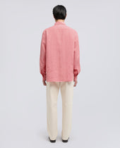 Camicia In Lino Leggero Con Taschino Rosa Antico