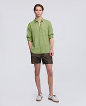 Camicia In Lino Leggero Con Taschino Pistacchio