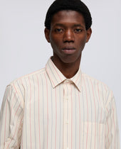 Camicia Classica In Popeline Di Cotone Con Taschino Riga Rossa