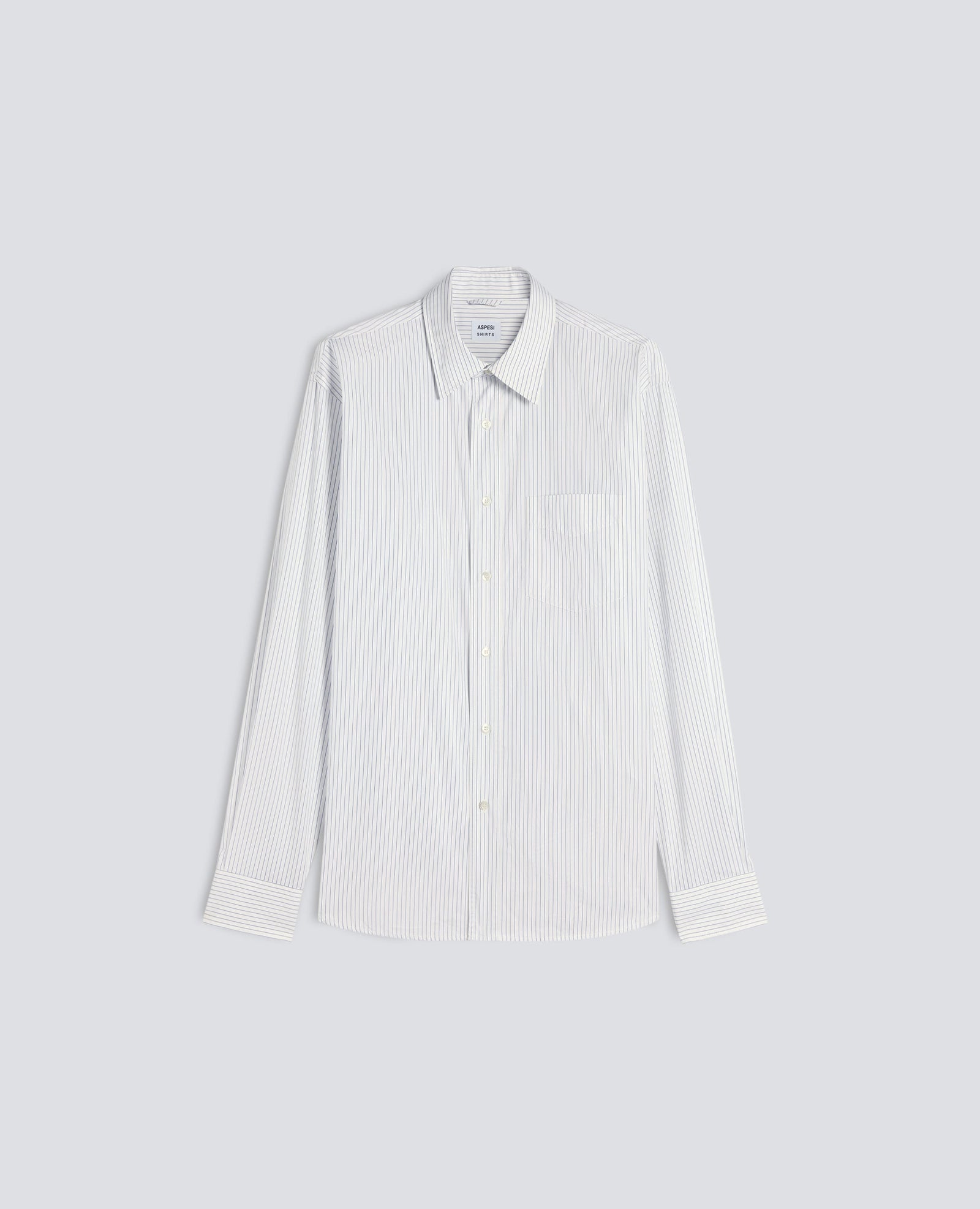 Camicia In Popeline Di Cotone Giapponese Riga Blu