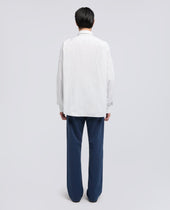 Camicia In Popeline Di Cotone Giapponese Riga Blu
