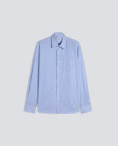 CAMICIA IN POPELINE DI COTONE GIAPPONESE - RIGA AZZURRO