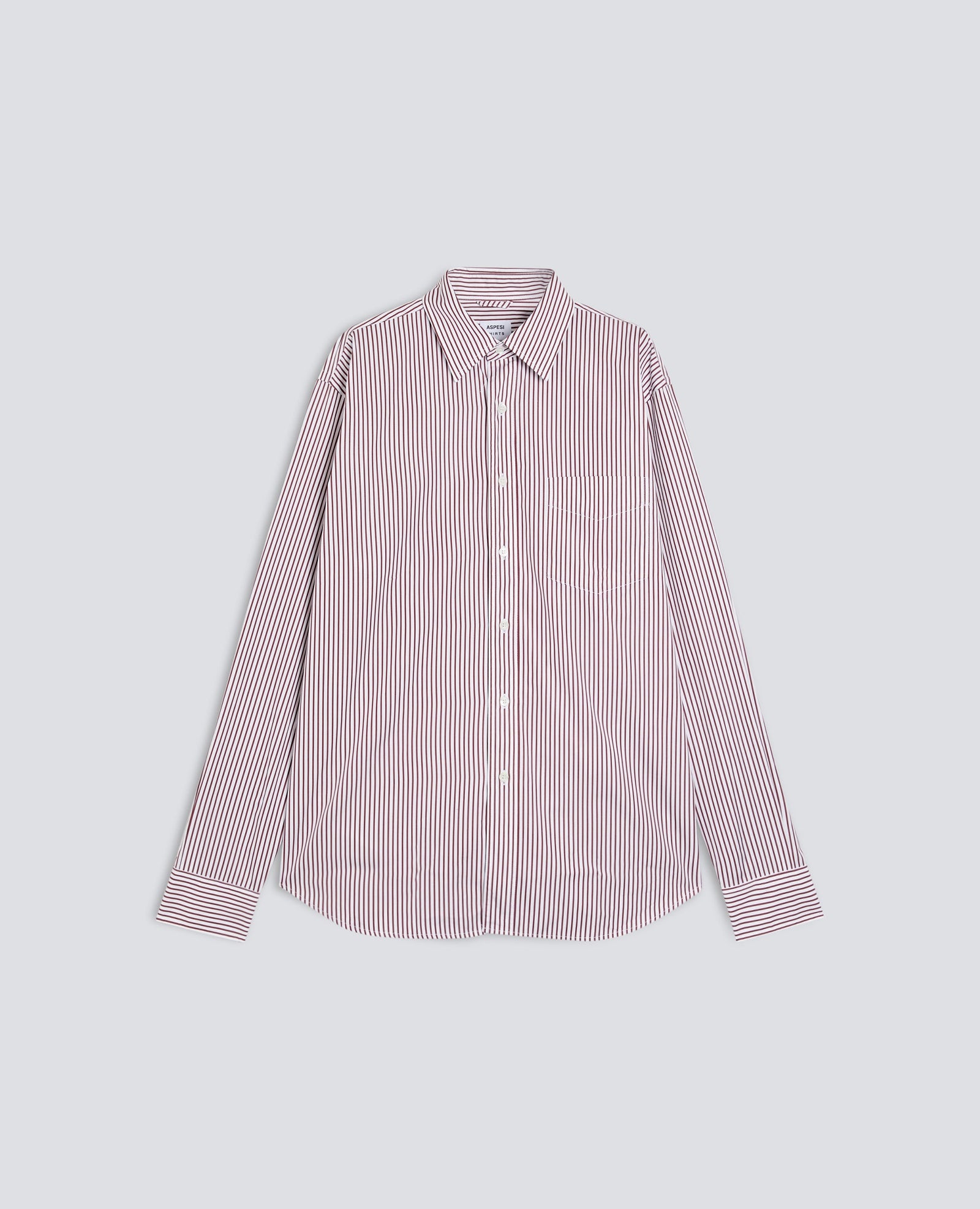 Camicia In Popeline Di Cotone Giapponese Riga Rossa