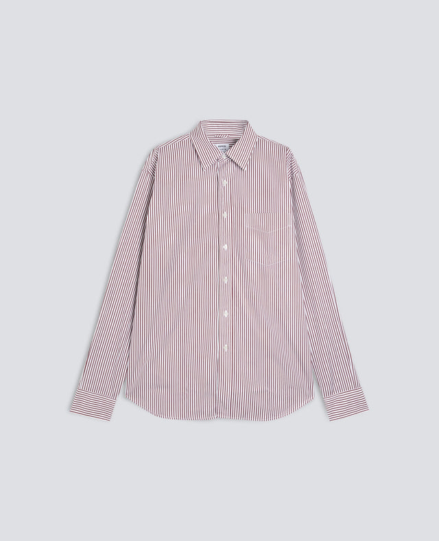 CAMICIA IN POPELINE DI COTONE GIAPPONESE - RIGA ROSSA
