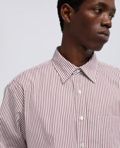 Camicia In Popeline Di Cotone Giapponese Riga Rossa