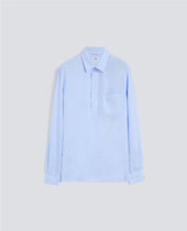CAMICIA IN LINO LEGGERO A POLO - AZZURRO