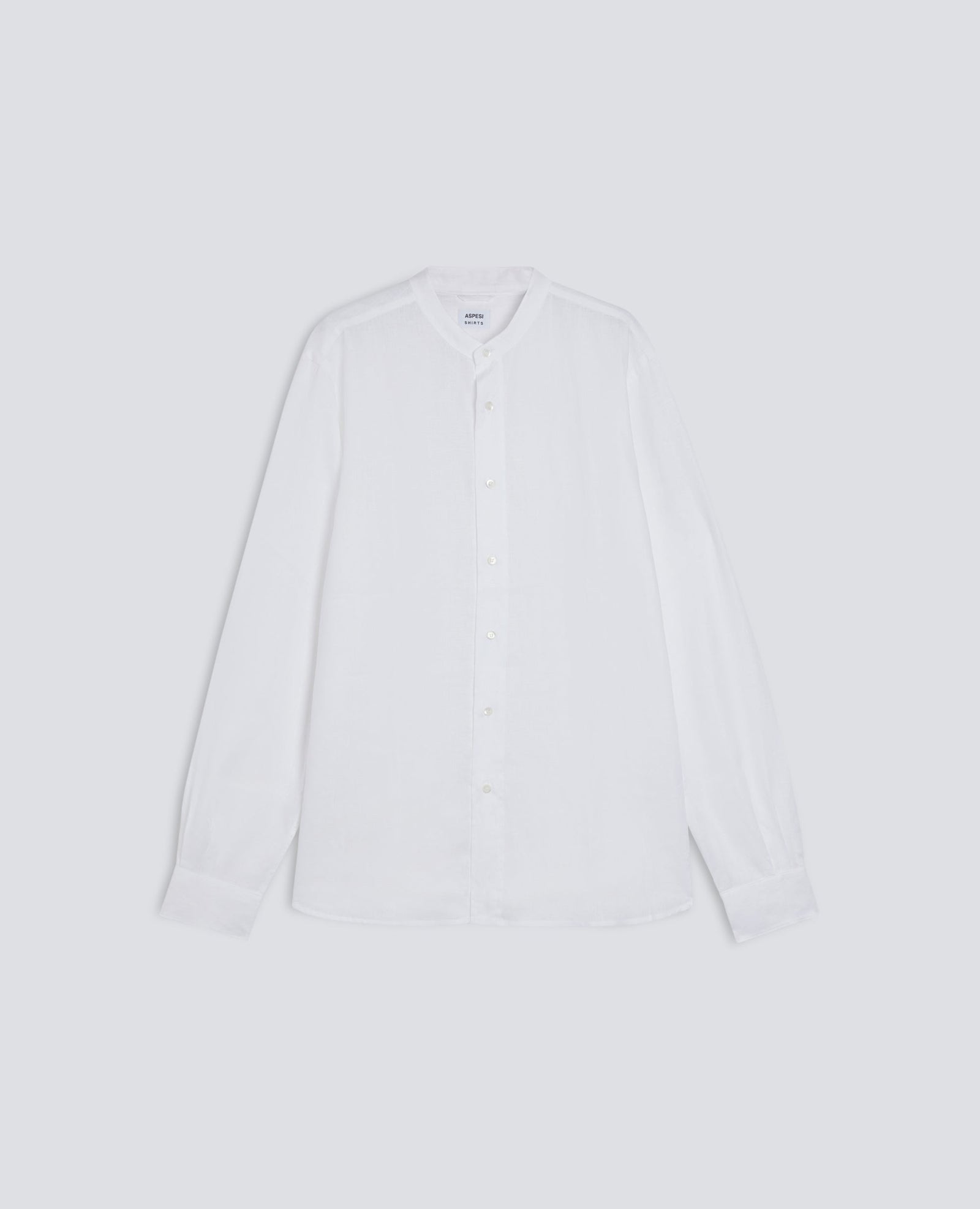 Camicia Coreana In Lino Leggero Bianco