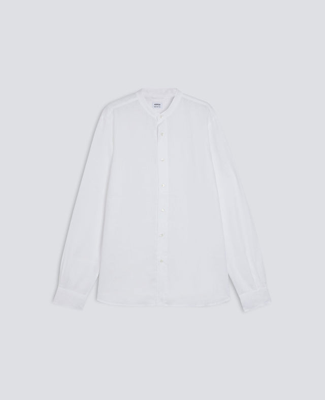CAMICIA COREANA IN LINO LEGGERO - BIANCO