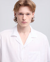 Camicia Bowling In Voile Di Cotone Bianco