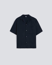 CAMICIA BOWLING IN VOILE DI COTONE - NAVY