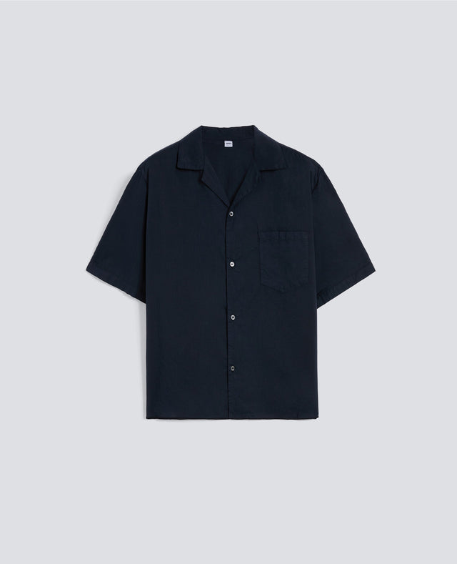 CAMICIA BOWLING IN VOILE DI COTONE - NAVY