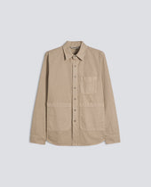 CAMICIA UTILITY IN TELA RUSTICA DI COTONE-LINO - BEIGE