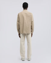 Camicia Utility In Tela Rustica Di Cotone Lino Beige