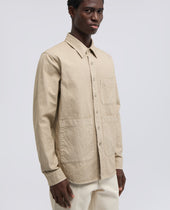 Camicia Utility In Tela Rustica Di Cotone Lino Beige